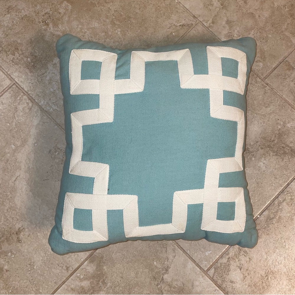 Geometric Blue and White Throw Pillow